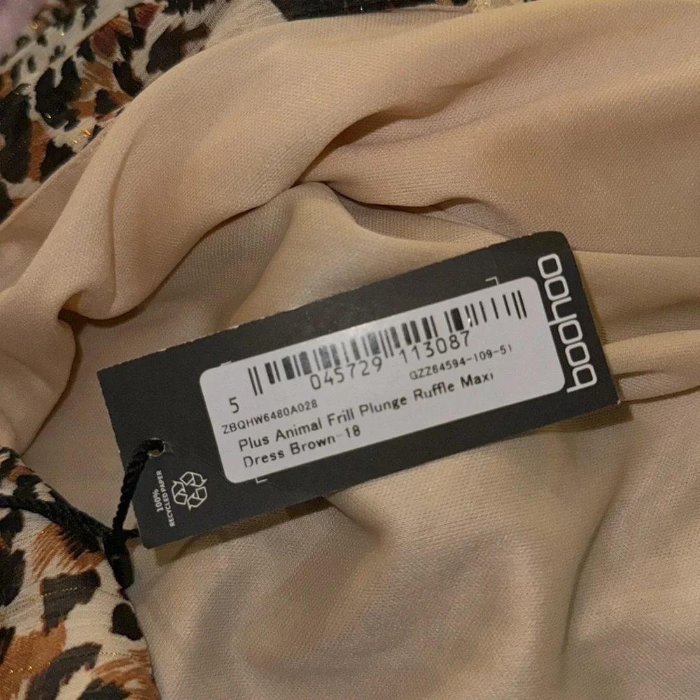 New  ANIMAL FRILL PLUNGE RUFFLE MAXI‎ DRESS - Picture 5 of 6